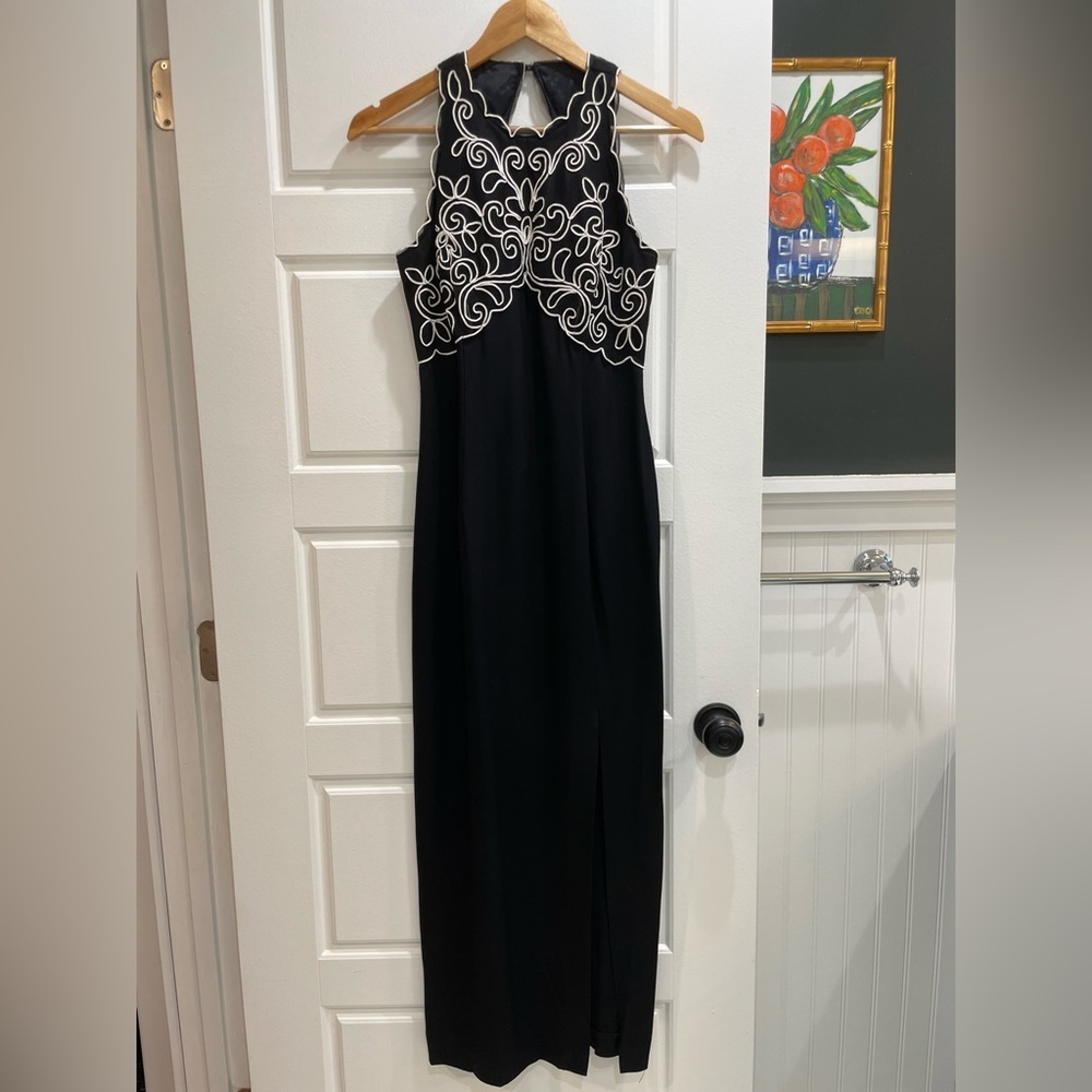 Scott McClintock Black Dress with White Embroidered Bodice